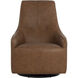 Carmine Cognac Leather Swivel Lounge Chair, Swivel